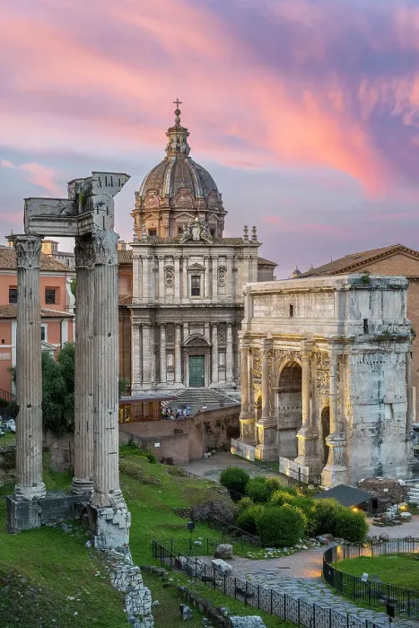 Framed Print : Sunset view over Roman Forum, Rome, Lazio, Italy Framed Print : Sunset view over Roman Forum, Rome, Lazio, Italy