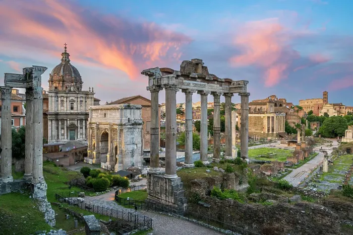 Framed Print : Sunset view over Roman Forum, Rome, Lazio, Italy Framed Print : Sunset view over Roman Forum, Rome, Lazio, Italy