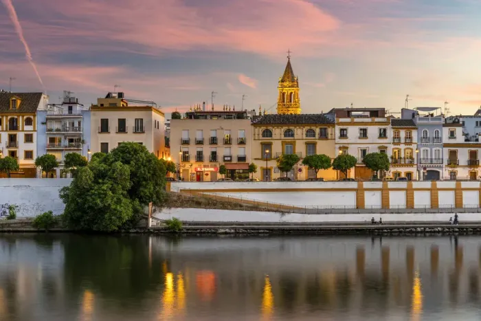 Framed Print : Sunset view of Triana neighbourhood and Guadalquivir river, Seville, Andalusia, Spain Framed Print : Sunset view of Triana neighbourhood and Guadalquivir river, Seville, Andalusia, Spain