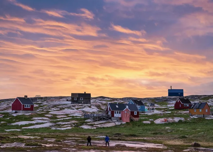 Framed Print : Sunset over village of Oqaatsut, Greenland Framed Print : Sunset over village of Oqaatsut, Greenland
