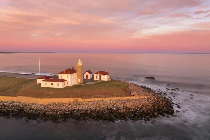 Framed Print : Sunset at Watch Hill Lighthouse, Narragansett Bay, Westerly, Rhode Island, USA Framed Print : Sunset at Watch Hill Lighthouse, Narragansett Bay, Westerly, Rhode Island, USA