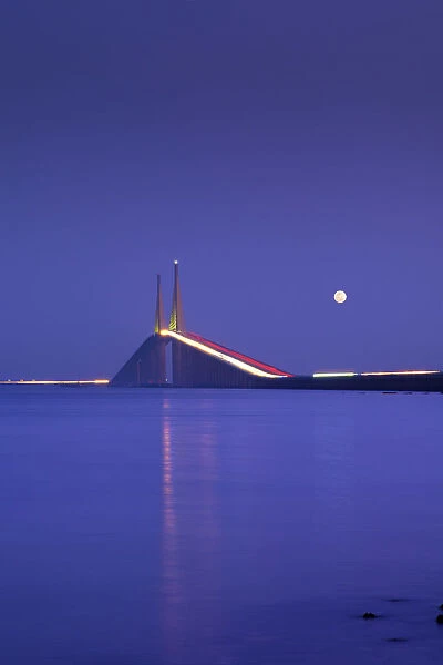 Sunshine Skyway Bridge, Tampa Bay, Full Moon, Saint Petersburg, Florida