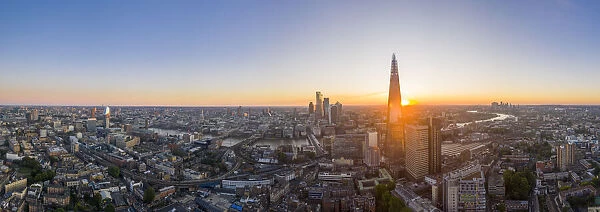 Sunsrise over the Shard and city of London, London, England, UK