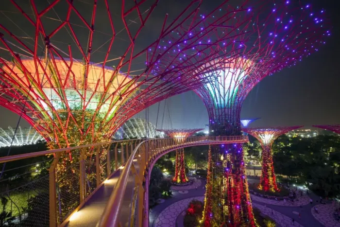 Framed Print : Supertrees at Gardens by the Bay, illuminated at night, Singapore, Southeast Asia Framed Print : Supertrees at Gardens by the Bay, illuminated at night, Singapore, Southeast Asia