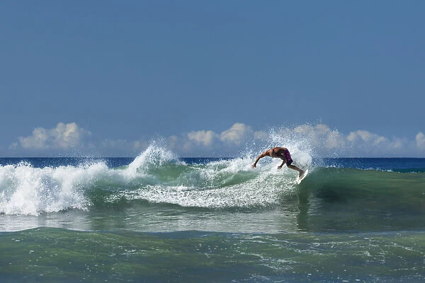 Surfer in the Pacific, Playa Santa Teresa, Guanacaste, Costa Rica, Latin America