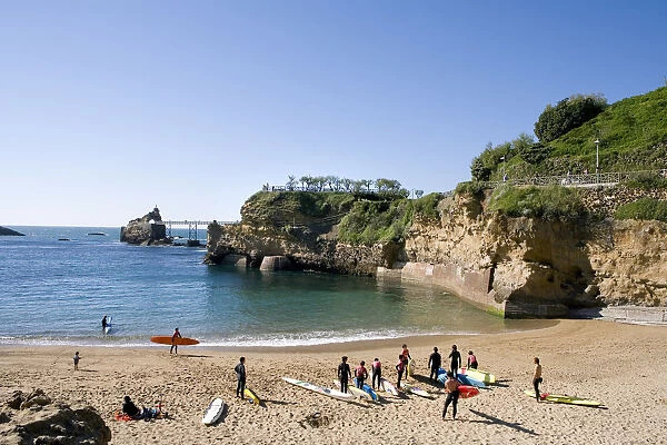 Surfer, port Vieux, Biarritz, the Basque Provinces, France