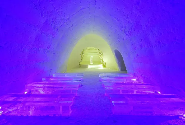 Framed Print : Surreal church interior of the ice hotel, Lainio Snow Village, Kittila, Lapland, Finland Framed Print : Surreal church interior of the ice hotel, Lainio Snow Village, Kittila, Lapland, Finland