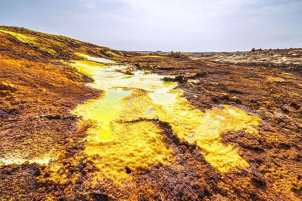 Surreal colorful landscape of Dallol volcanic area, Danakil Depression, Afar Region