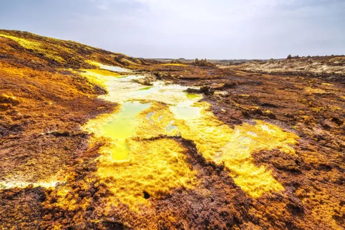 Framed Print : Surreal colorful landscape of Dallol volcanic area, Danakil Depression, Afar Region Framed Print : Surreal colorful landscape of Dallol volcanic area, Danakil Depression, Afar Region