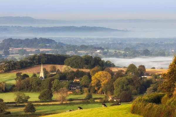 Sutton Waldron from Combe Bottom on an early autumn morning, Blackmore Vale, Dorset