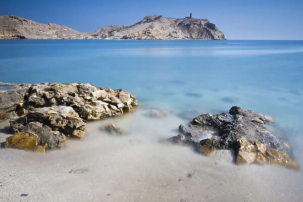 Suwadi Watch Tower seen from Al Sawadi beach, Al Batinah South Governorate, Oman