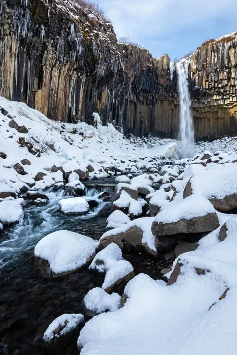 Framed Print : Svartifoss waterfall in winter. Skaftafell National Park, Hornafjorour, Austurland, Iceland Framed Print : Svartifoss waterfall in winter. Skaftafell National Park, Hornafjorour, Austurland, Iceland
