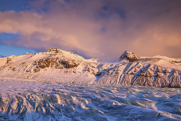 Svinafellsjokull Glacier at Sunset, Iceland