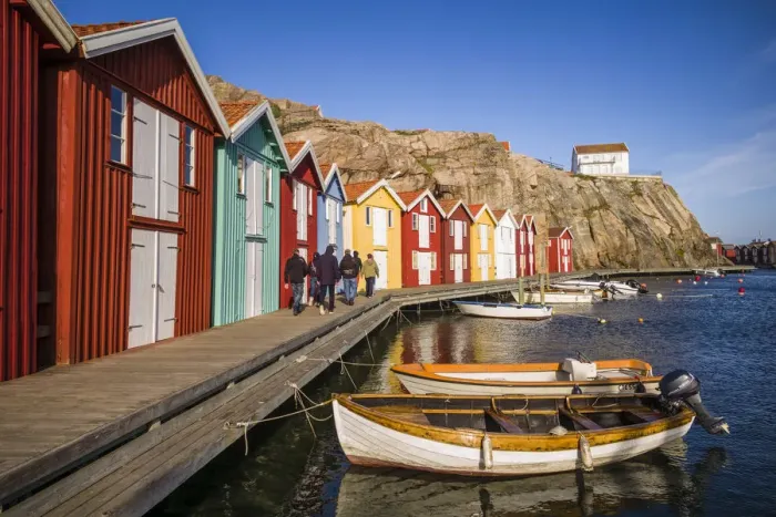 Framed Print : Sweden, Bohuslan, Smogen, Smogenbryggan, antique boat houses and fishing shacks Framed Print : Sweden, Bohuslan, Smogen, Smogenbryggan, antique boat houses and fishing shacks