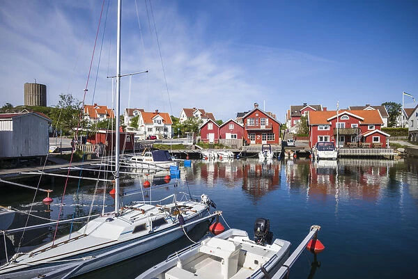 Sweden, Bohuslan, Tjorn Island, Kladesholmen, a view of the village and harbor