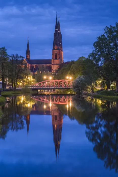 Framed Print : Sweden, Central Sweden, Uppsala, Domkyrka Cathedral, reflection, dusk Framed Print : Sweden, Central Sweden, Uppsala, Domkyrka Cathedral, reflection, dusk