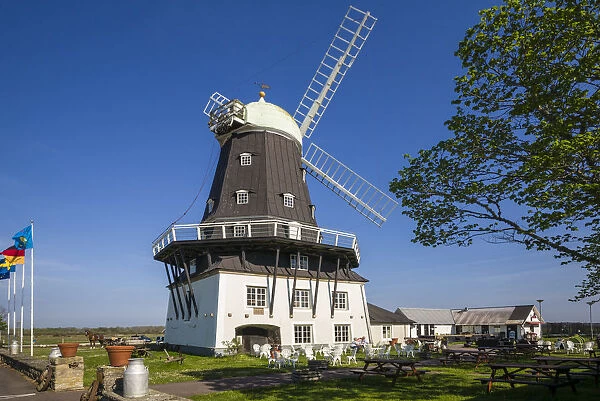 Sweden, Oland Island, Sandvik, Sandvikskvarn, large wooden windmill