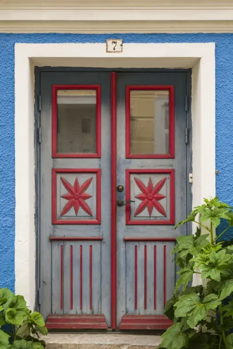 Framed Print : Sweden, Southern Sweden, Ystad, colorful doorway Framed Print : Sweden, Southern Sweden, Ystad, colorful doorway