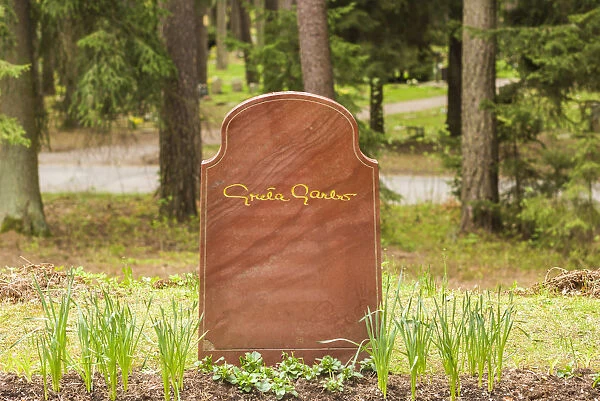 Sweden, Stockholm, Skogskyrkogarden Cemetery, grave of Swedish-born actress Greta Garbo