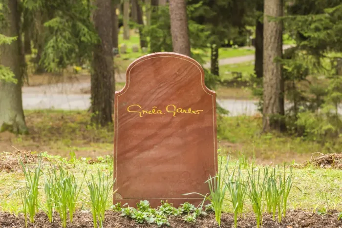 Framed Print : Sweden, Stockholm, Skogskyrkogarden Cemetery, grave of Swedish-born actress Greta Garbo Framed Print : Sweden, Stockholm, Skogskyrkogarden Cemetery, grave of Swedish-born actress Greta Garbo