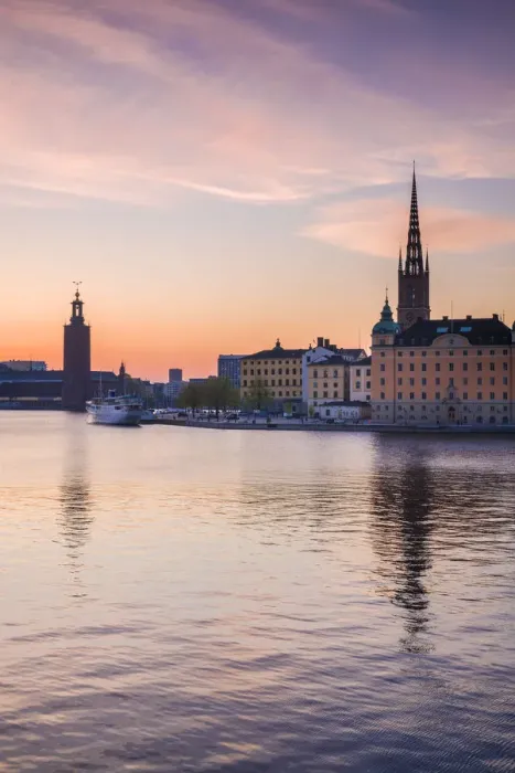 Framed Print : Sweden, Stockholm, Stockholm City Hall and Riddarholmskyrkan church, sunset Framed Print : Sweden, Stockholm, Stockholm City Hall and Riddarholmskyrkan church, sunset
