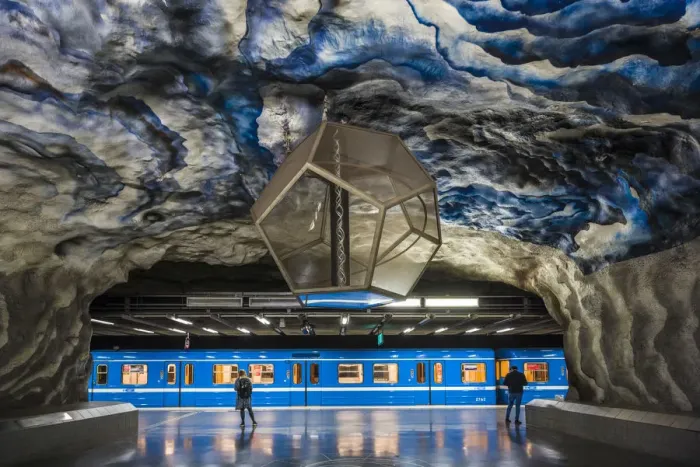 Framed Print : Sweden, Stockholm, Stockhom Underground Metro, Tekniska Hogskolan Station