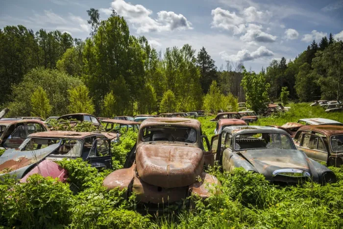 Framed Print : Sweden, Varmland, Bastnas, Bastnas Car Cemetery public park, antique car junkyard Framed Print : Sweden, Varmland, Bastnas, Bastnas Car Cemetery public park, antique car junkyard