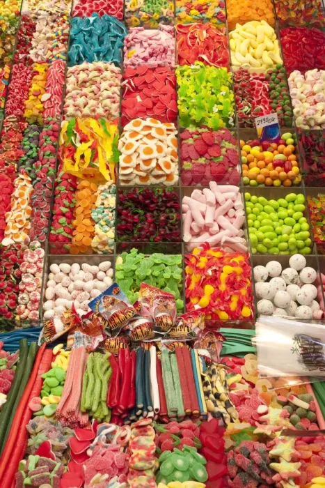 Framed Print : Sweets for sale, La Boqueria Market, Barcelona, Spain Framed Print : Sweets for sale, La Boqueria Market, Barcelona, Spain