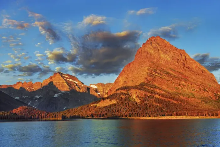 Framed Print : Swiftcurrent Lake with Mount Grinnell - USA, Montana, Glacier National Park, Many Glacier