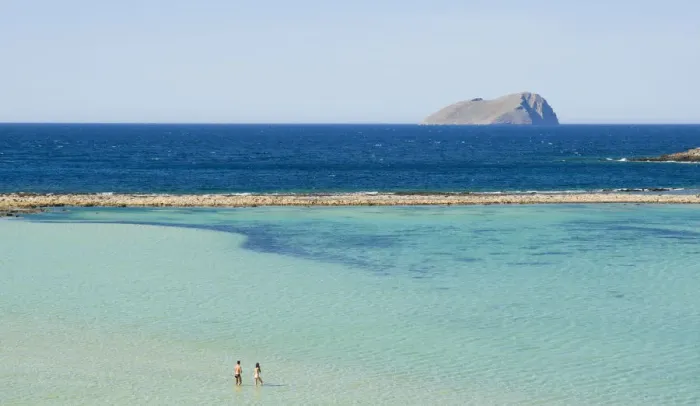 Framed Print : Swimmers in Balos beach, Crete, Greece, Mediterranean sea Framed Print : Swimmers in Balos beach, Crete, Greece, Mediterranean sea