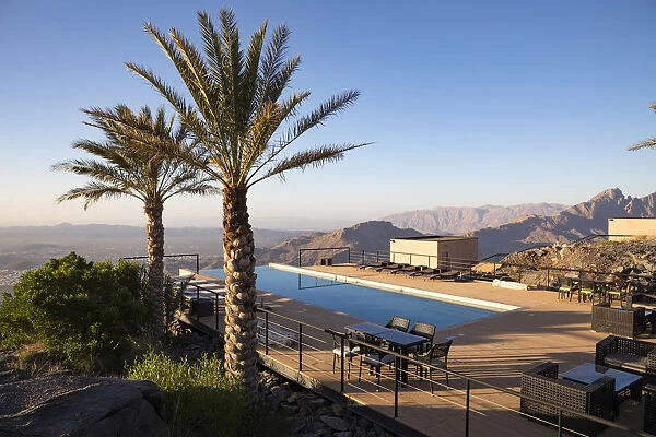 The swimming pool and grounds of the View hotel, Al Hamra, Oman