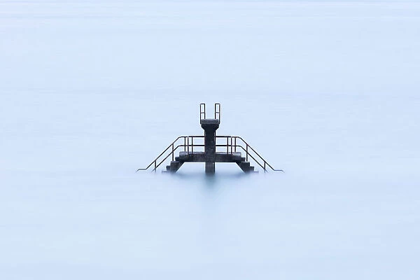 The swimming pool ladder at high tide on Bon Secours Beach, St