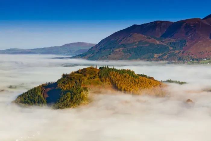 Framed Print : Swinside Surrounded by Autumn Mist, Lake District National Park, Cumbria, England Framed Print : Swinside Surrounded by Autumn Mist, Lake District National Park, Cumbria, England