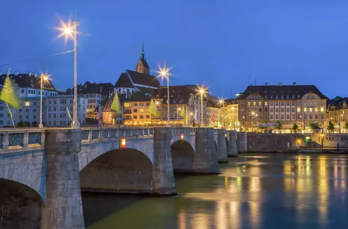 Framed Print : Switzerland, Basel City, old town, Rhine river, Rhine bridge Framed Print : Switzerland, Basel City, old town, Rhine river, Rhine bridge