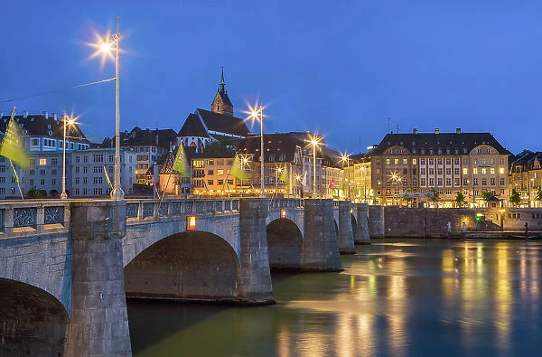 Switzerland, Basel City, old town, Rhine river, Rhine bridge