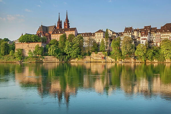 Switzerland, Basel City, old town, Rhine river, minster