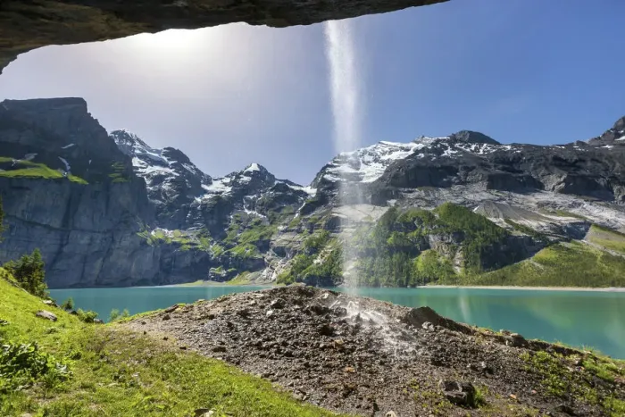 Framed Print : Switzerland, Berner Oberland, Lake Oeschinen Framed Print : Switzerland, Berner Oberland, Lake Oeschinen
