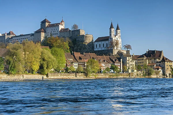 Switzerland, Canton of Aargau, castle, Aare River, town