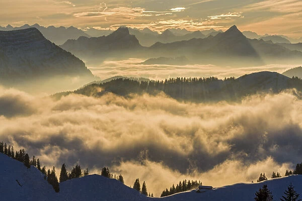 Switzerland, Canton Appenzell, Alpstein, view from Kronberg