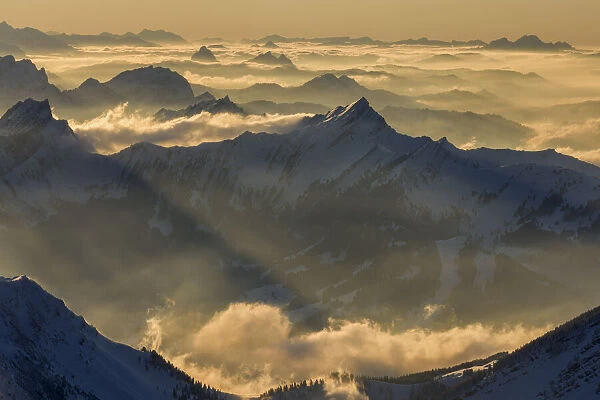 Switzerland, Canton Appenzell, Alpstein, view from Saantis