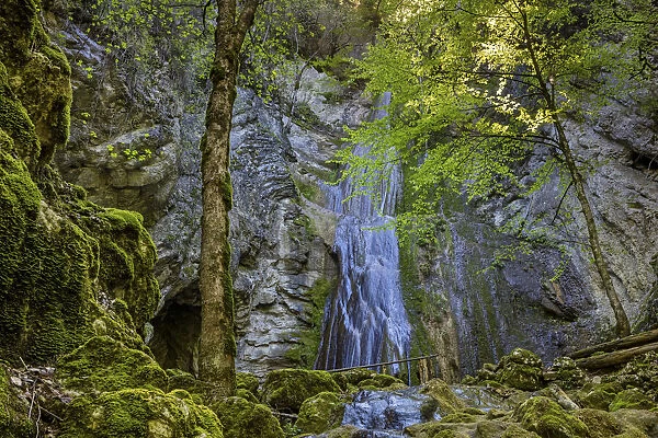 Switzerland, Canton of Neuchatel, waterfall near Motiers village