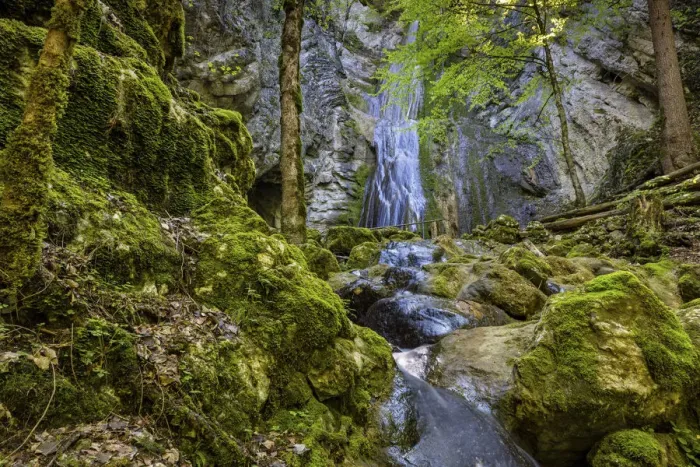 Framed Print : Switzerland, Canton of Neuchatel, waterfall near Motiers village Framed Print : Switzerland, Canton of Neuchatel, waterfall near Motiers village