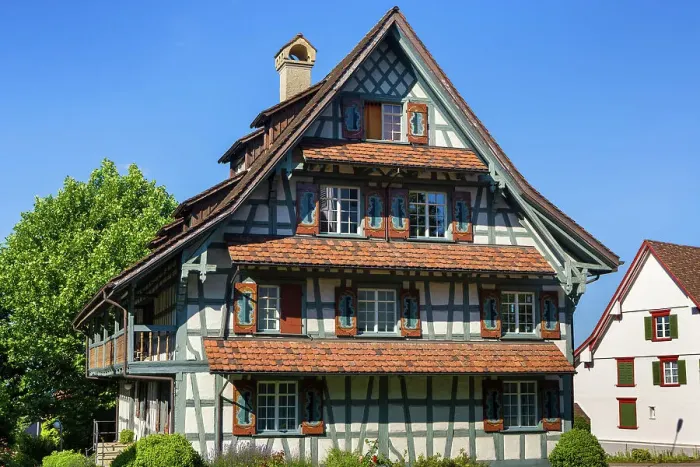 Framed Print : Switzerland, Canton of Thurgau, half-timbered-house Framed Print : Switzerland, Canton of Thurgau, half-timbered-house