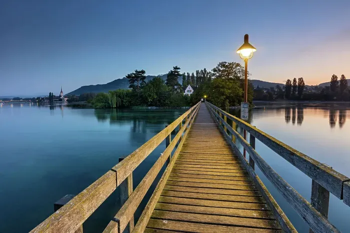 Framed Print : Switzerland, Canton of Thurgau, island, boardwalk, Rhine river, near Eschenz village Framed Print : Switzerland, Canton of Thurgau, island, boardwalk, Rhine river, near Eschenz village