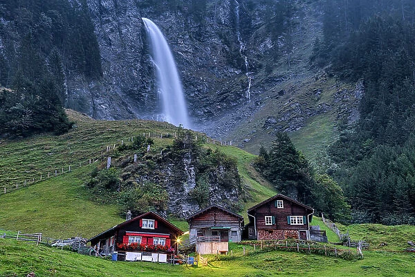 Switzerland, Canton of Uri, Klausen pass, Staubi waterfall
