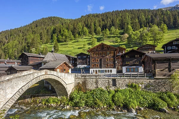 Switzerland, Canton of Valais, Binntal, Binn village