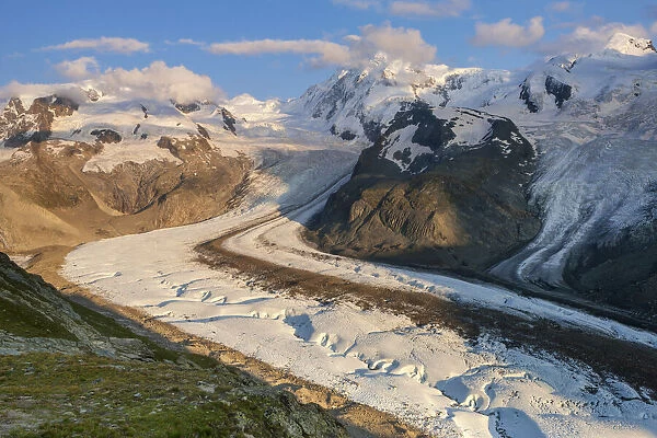 Switzerland, Canton of Valais, Gorner glacier & Monte Rosa