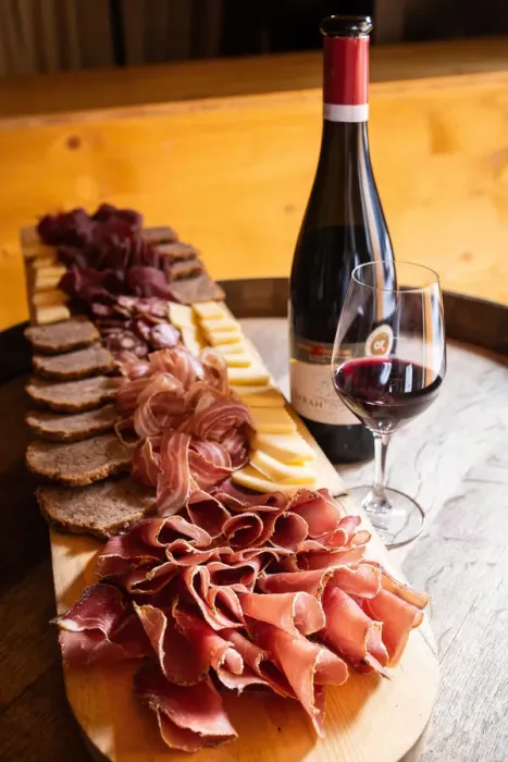 Framed Print : Switzerland, Canton of Valais, Saillon, Wine-tasting with local products at Gerard Framed Print : Switzerland, Canton of Valais, Saillon, Wine-tasting with local products at Gerard