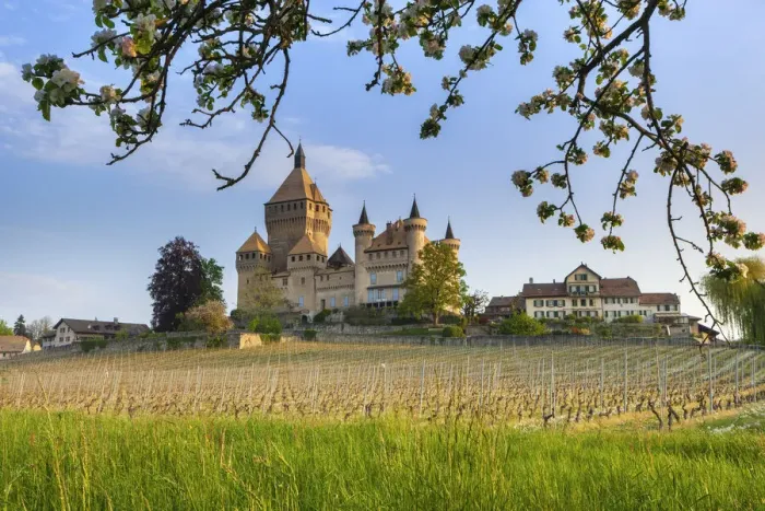 Framed Print : Switzerland, Canton of Vaud, Vufflens-le-Chateau castle Framed Print : Switzerland, Canton of Vaud, Vufflens-le-Chateau castle