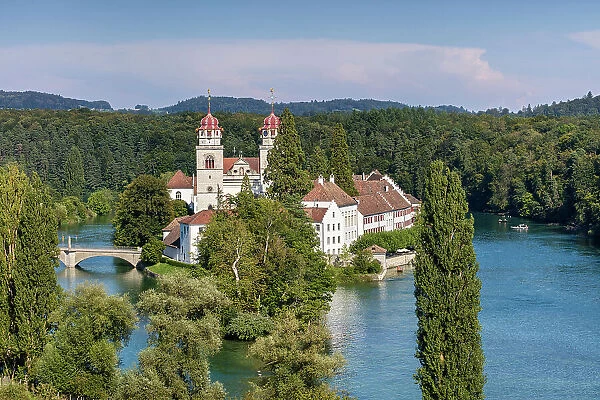 Switzerland, Canton Zurich, Rhine river, island, monastery
